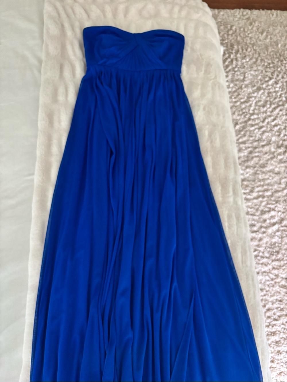 David's Bridal Strapless Royal Blue Maxi Gown
